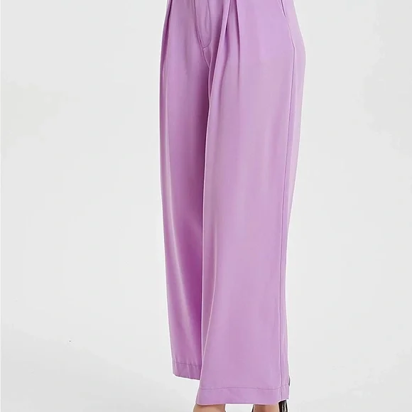 Sz US M Tronjori Wide-Leg Women's Pants Lilac Tronjori Women High Waist Casual - Picture 5 of 10